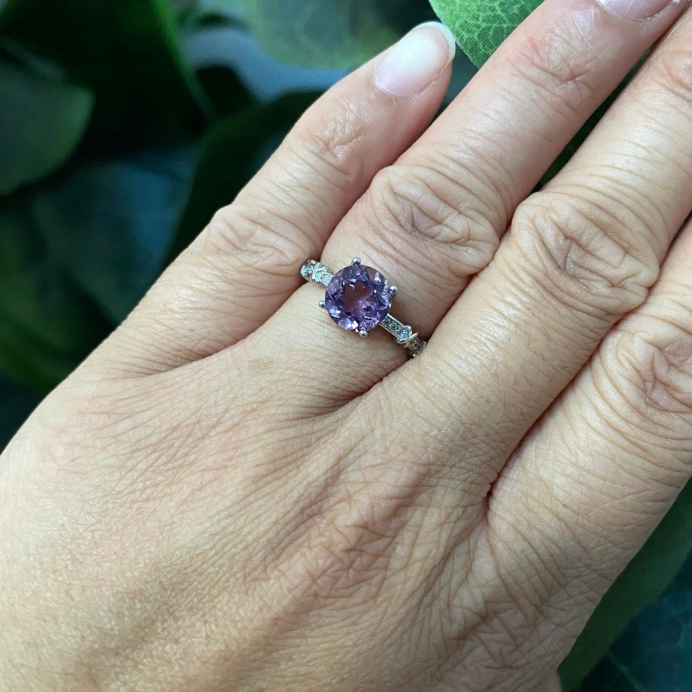 PURPLE GEMSTONE ADJUSTABLE SILVER RING WHIMSICAL GOTH ROMANTIC FAIRY